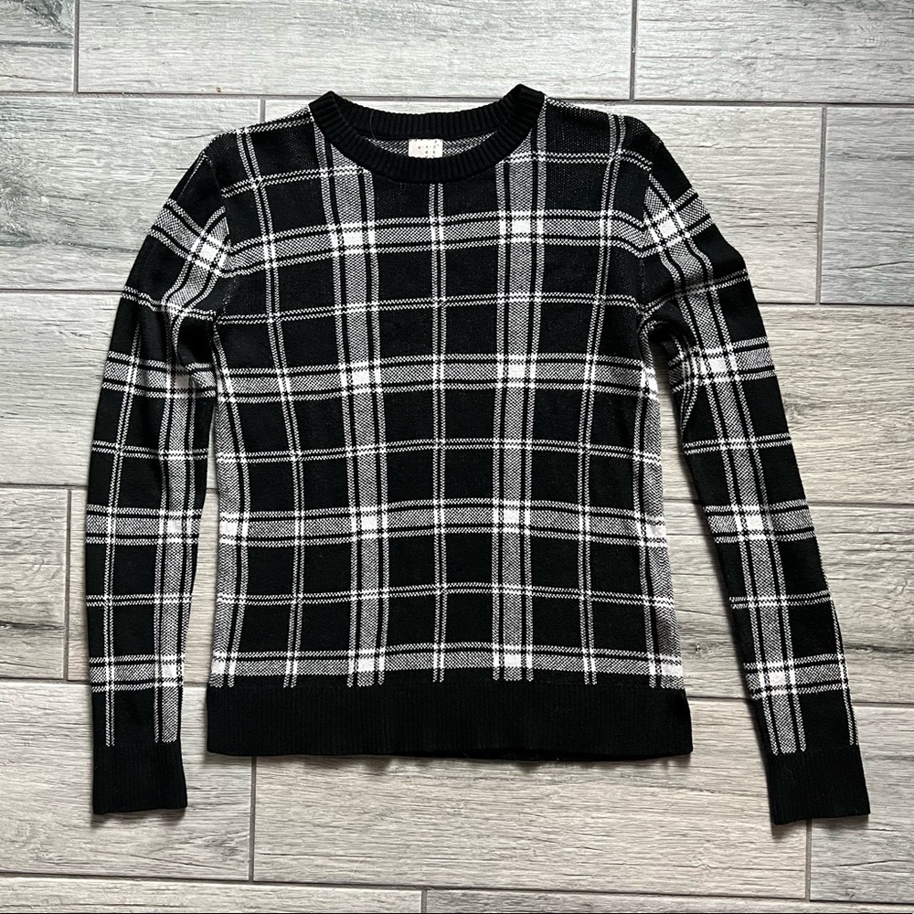 Black Gingham Sweater - Size S